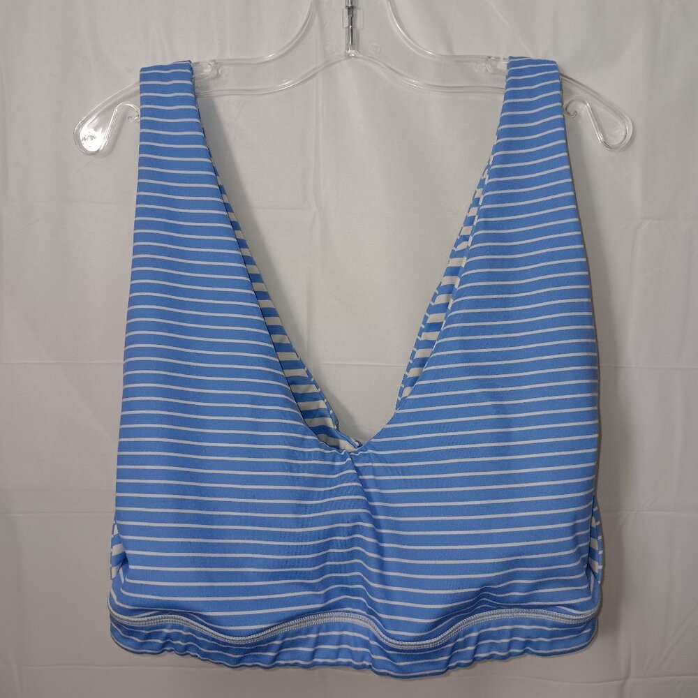 J.CREW ACTIVE CLOUDSTRETCH V-NECK SPORTS BRA IN REVERSIBLE STRIPE SIZE LARGE